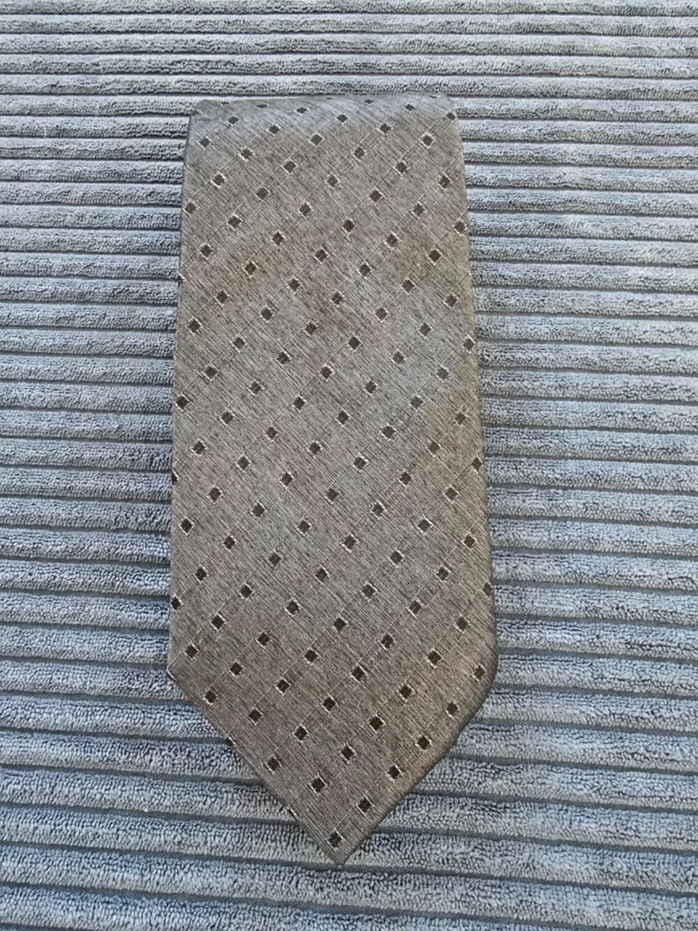 VTG Cravattificio Di Siena 100% Silk Tie Blue/Black Geometric Woven Pattern EUC